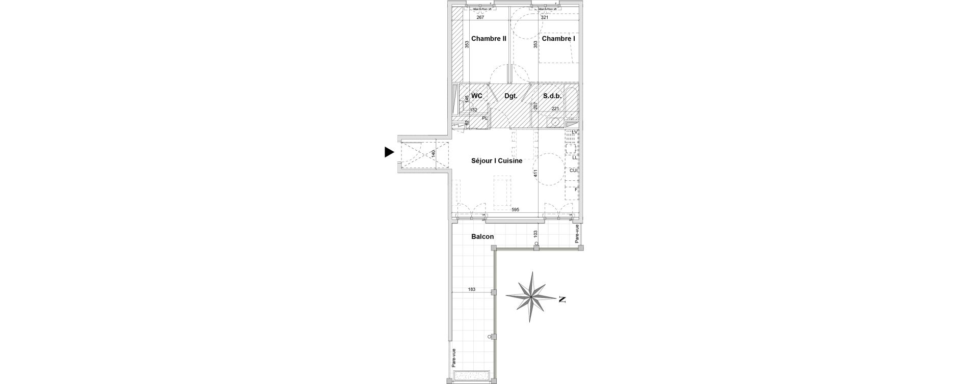 Appartement T3 de 59,30 m2 &agrave; Gatti&egrave;res Centre