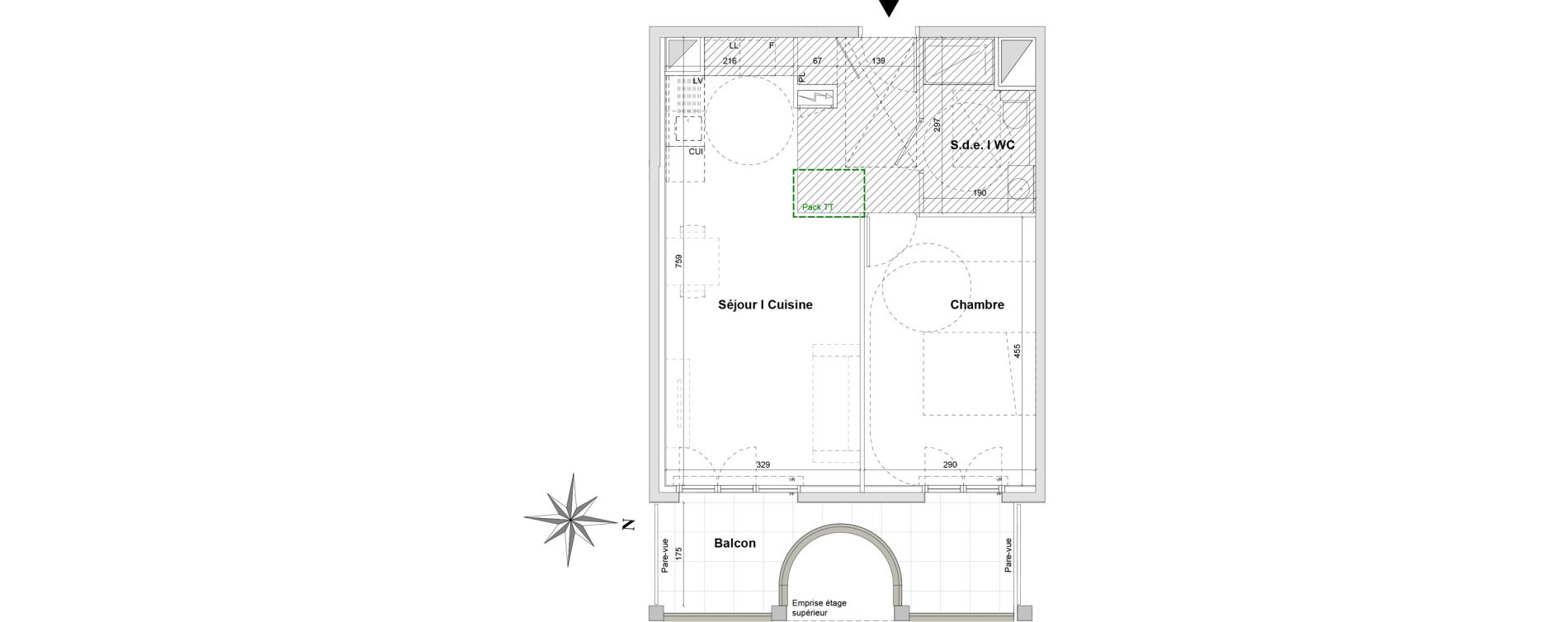 Appartement T2 de 45,40 m2 &agrave; Gatti&egrave;res Centre