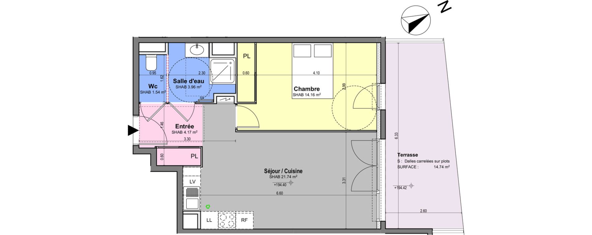 Appartement T2 de 45,57 m2 &agrave; Grasse Centre
