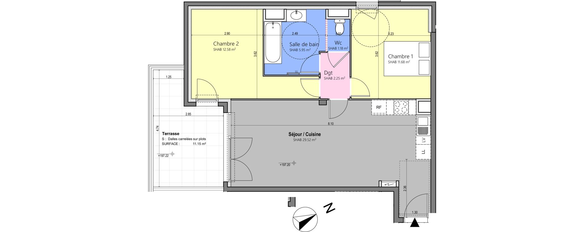 Appartement T3 de 63,22 m2 à Grasse Centre