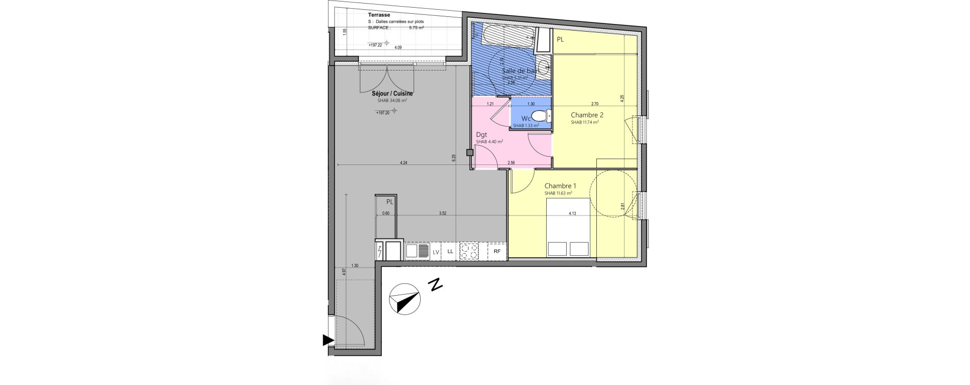Appartement T3 de 68,52 m2 à Grasse Centre
