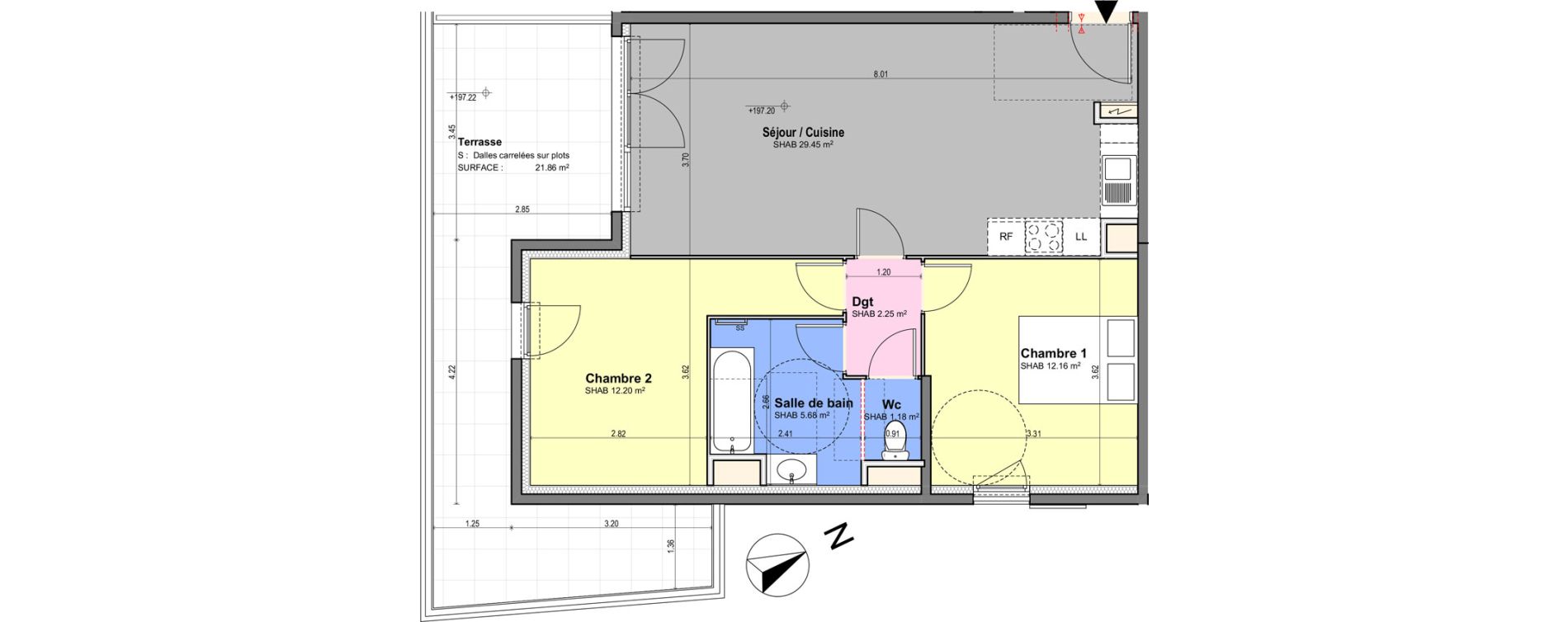 Appartement T3 de 62,00 m2 &agrave; Grasse Centre