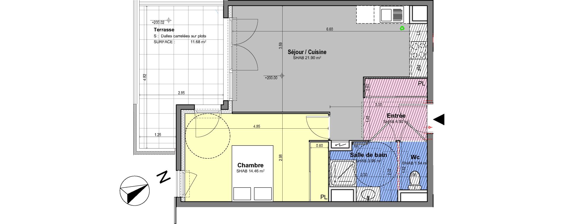 Appartement T2 de 46,00 m2 &agrave; Grasse Centre