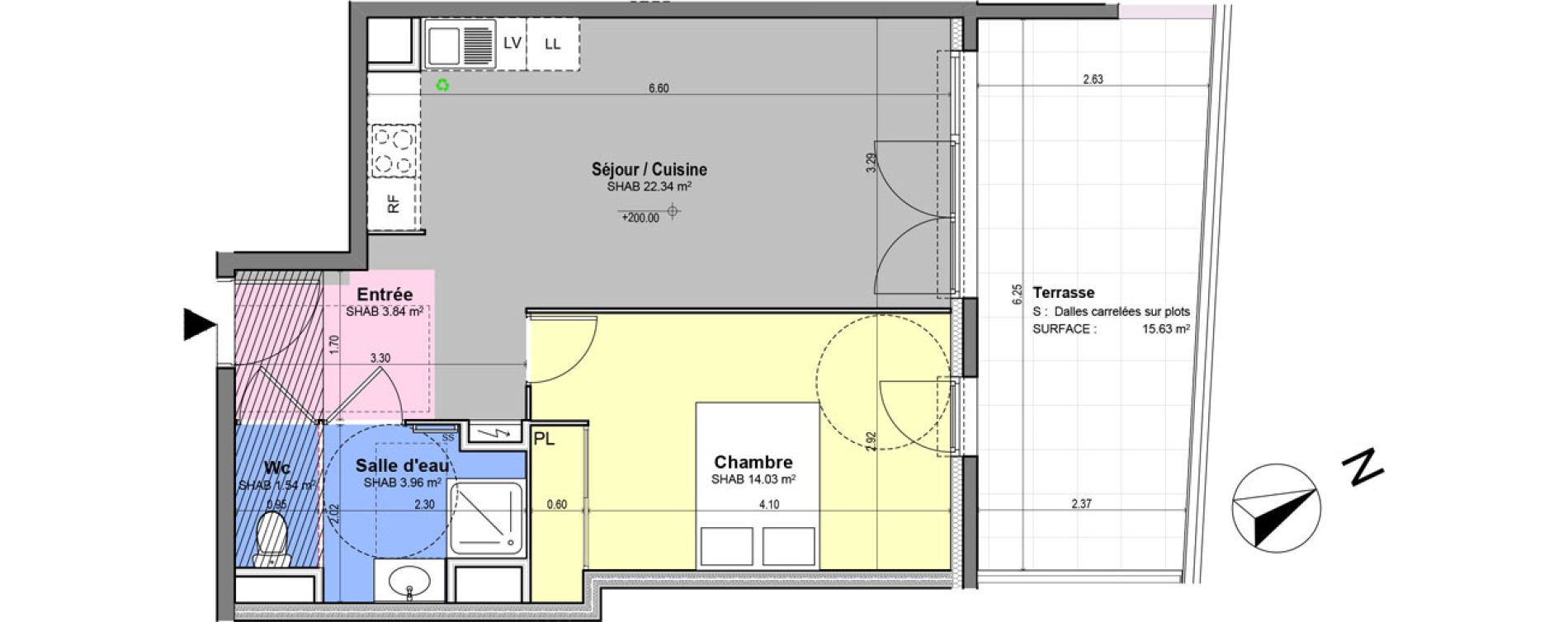 Appartement T2 de 45,71 m2 &agrave; Grasse Centre