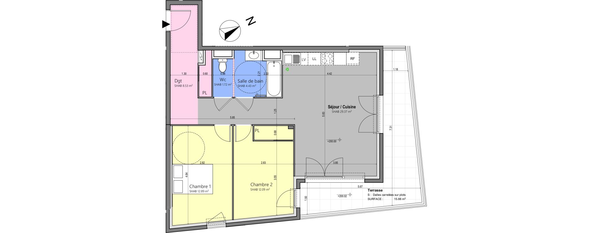 Appartement T3 de 69,03 m2 à Grasse Centre