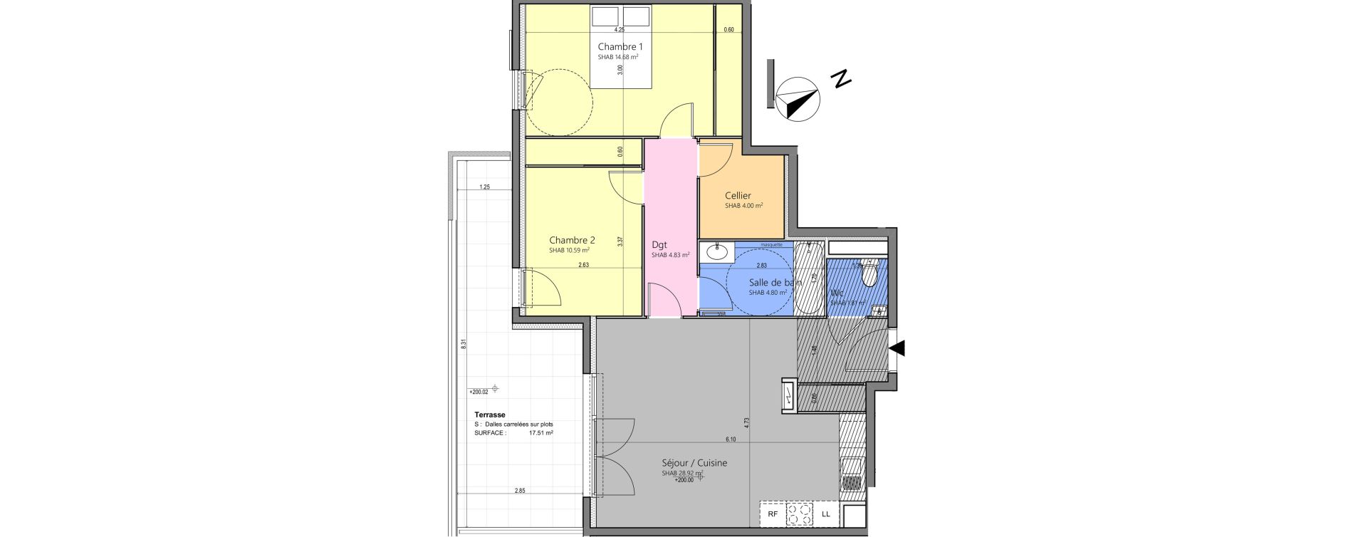 Appartement T3 de 69,63 m2 à Grasse Centre