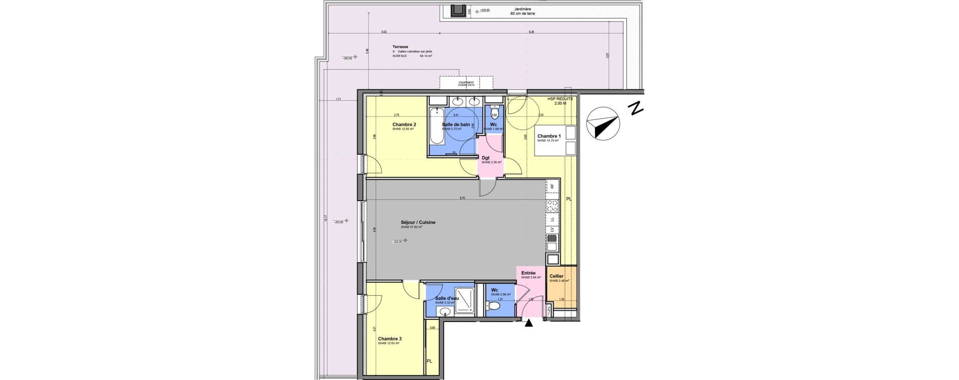Appartement T4 de 97,22 m2 &agrave; Grasse Centre