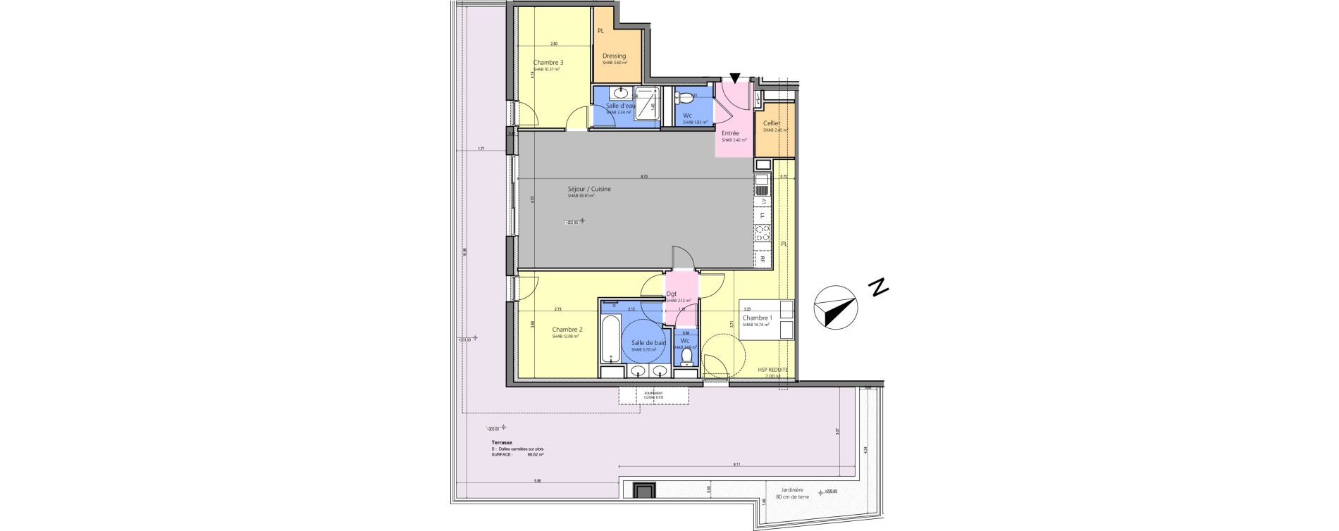 Appartement T4 de 99,55 m2 à Grasse Centre