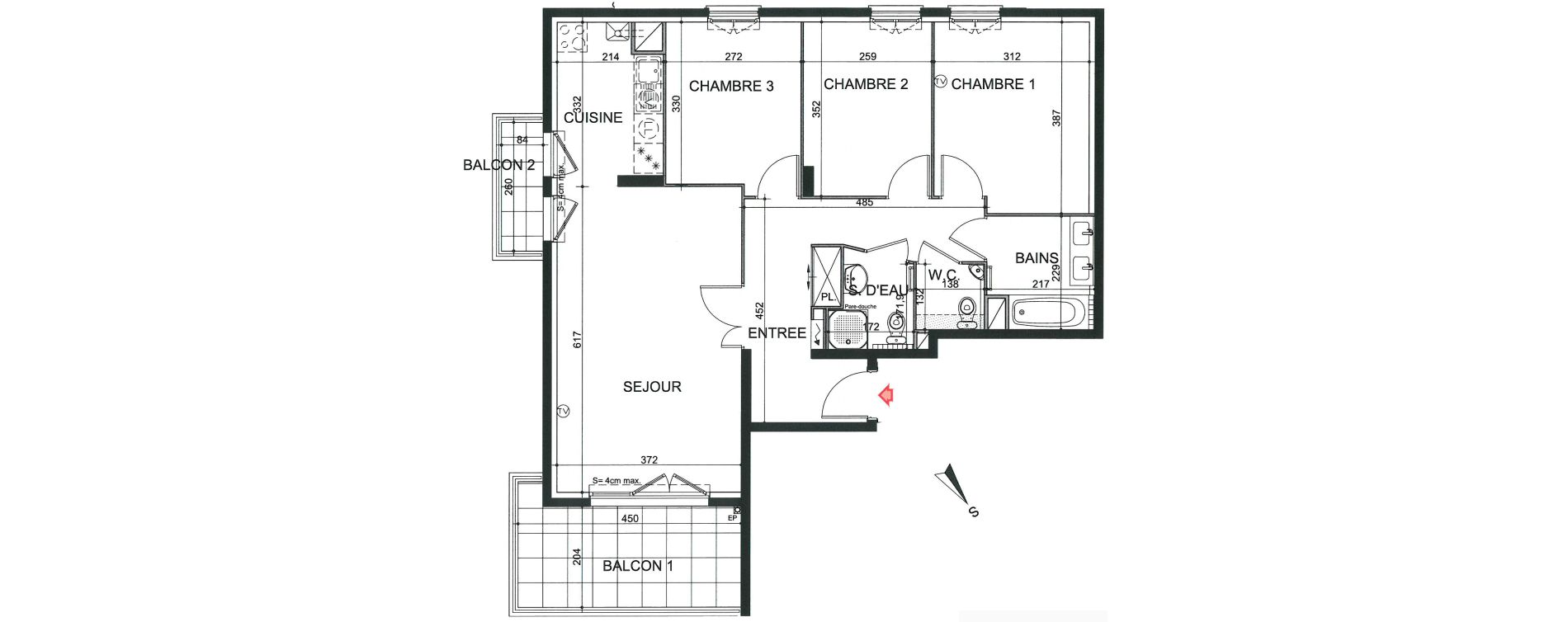 Appartement T4 de 80,81 m2 &agrave; Grasse Centre