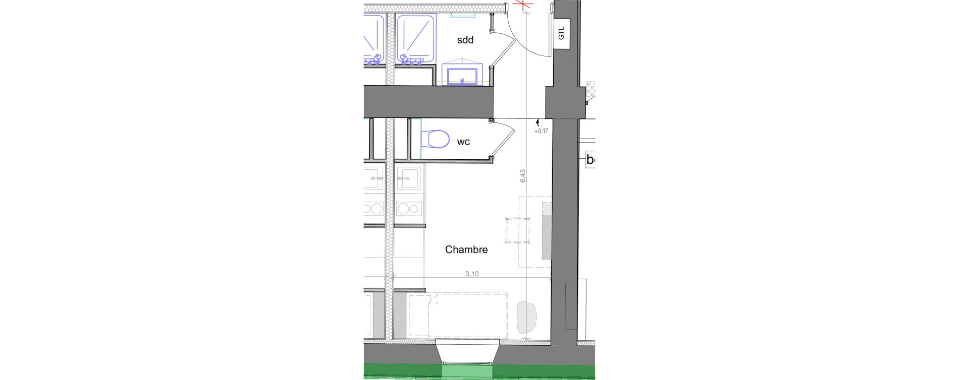 Appartement T1 de 17,80 m2 &agrave; Grasse Centre