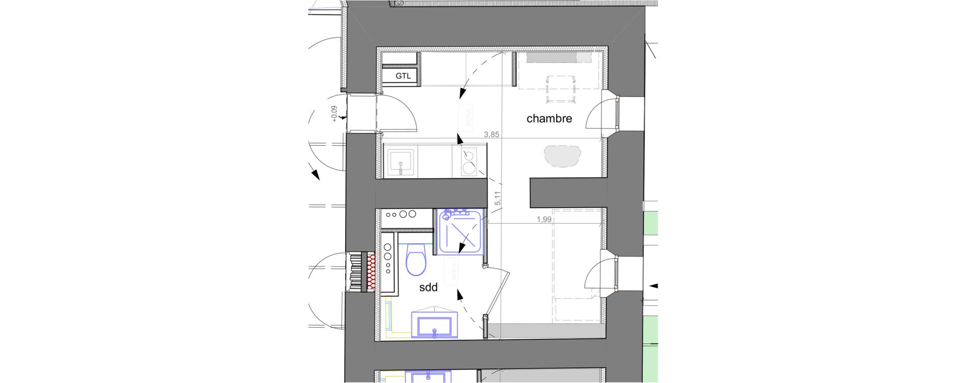 Appartement T1 de 17,00 m2 &agrave; Grasse Centre