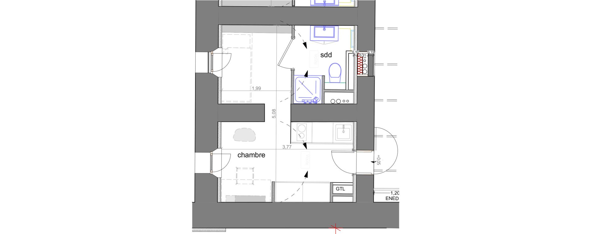 Appartement T1 de 16,90 m2 &agrave; Grasse Centre