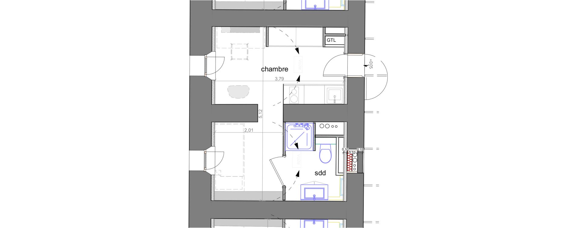 Appartement T1 de 17,10 m2 &agrave; Grasse Centre