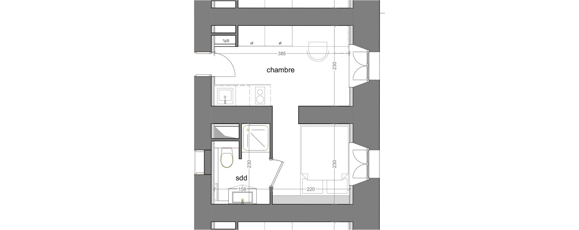 Appartement T1 meubl&eacute; de 17,30 m2 &agrave; Grasse Centre