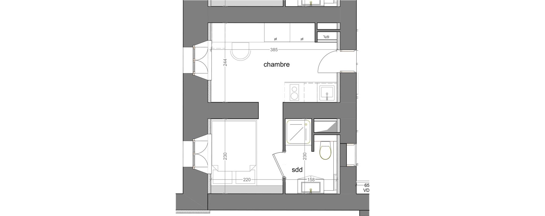 Appartement T1 meubl&eacute; de 17,80 m2 &agrave; Grasse Centre