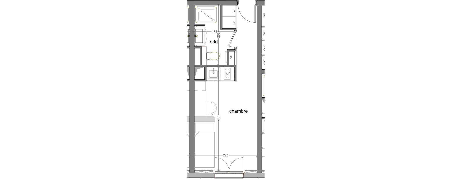 Appartement T1 meubl&eacute; de 18,10 m2 &agrave; Grasse Centre