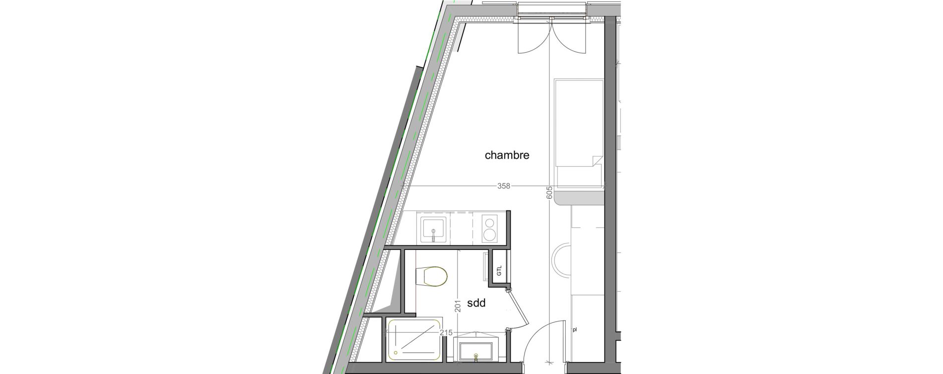 Appartement T1 meubl&eacute; de 19,90 m2 &agrave; Grasse Centre