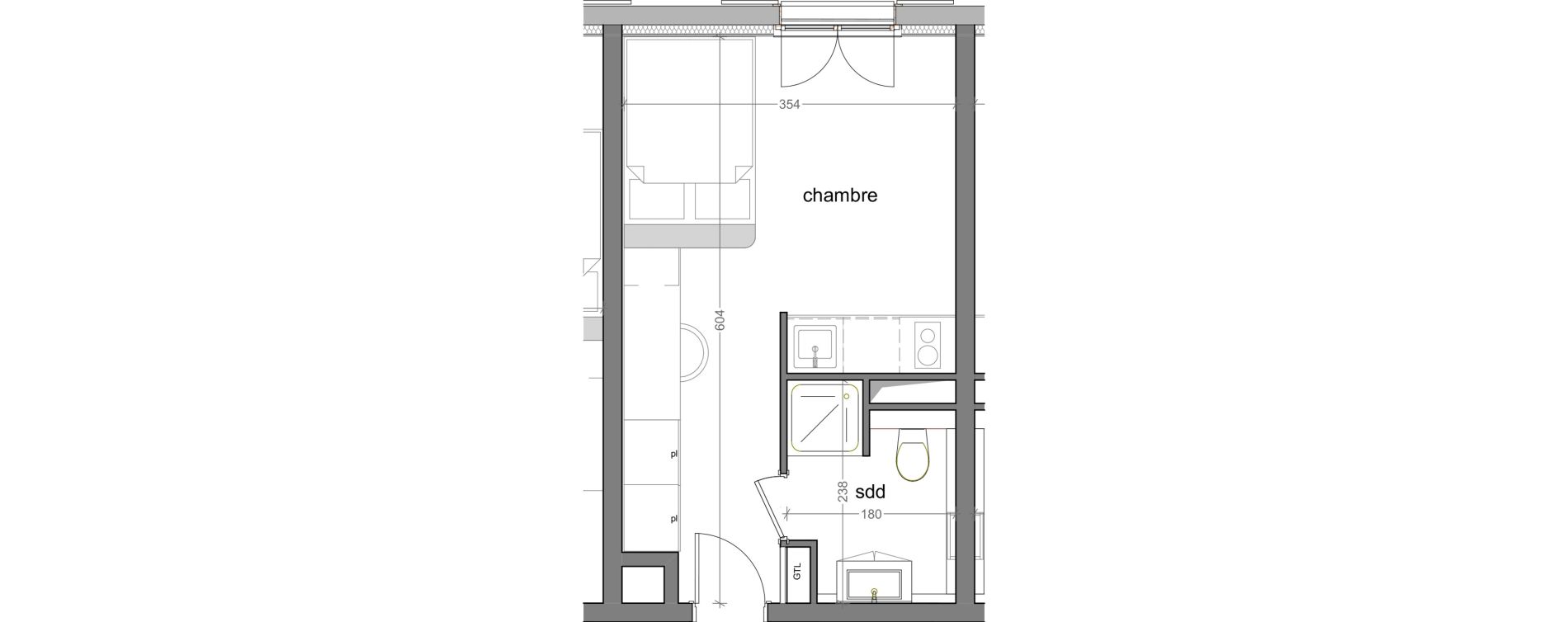 Appartement T1 meubl&eacute; de 20,40 m2 &agrave; Grasse Centre