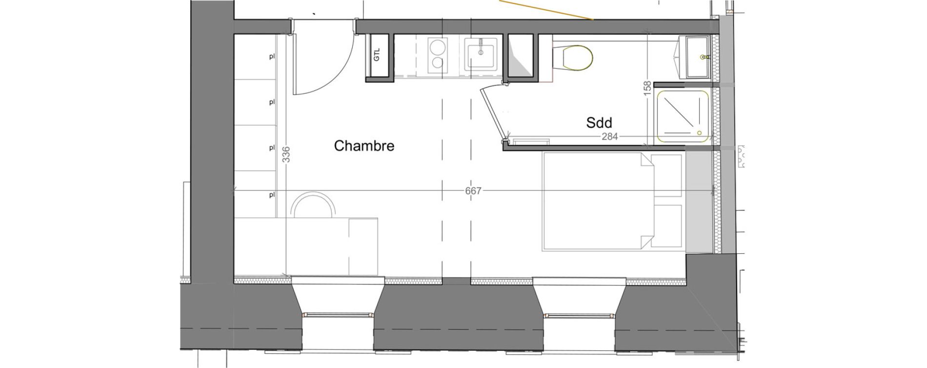 Appartement T1 meubl&eacute; de 21,80 m2 &agrave; Grasse Centre