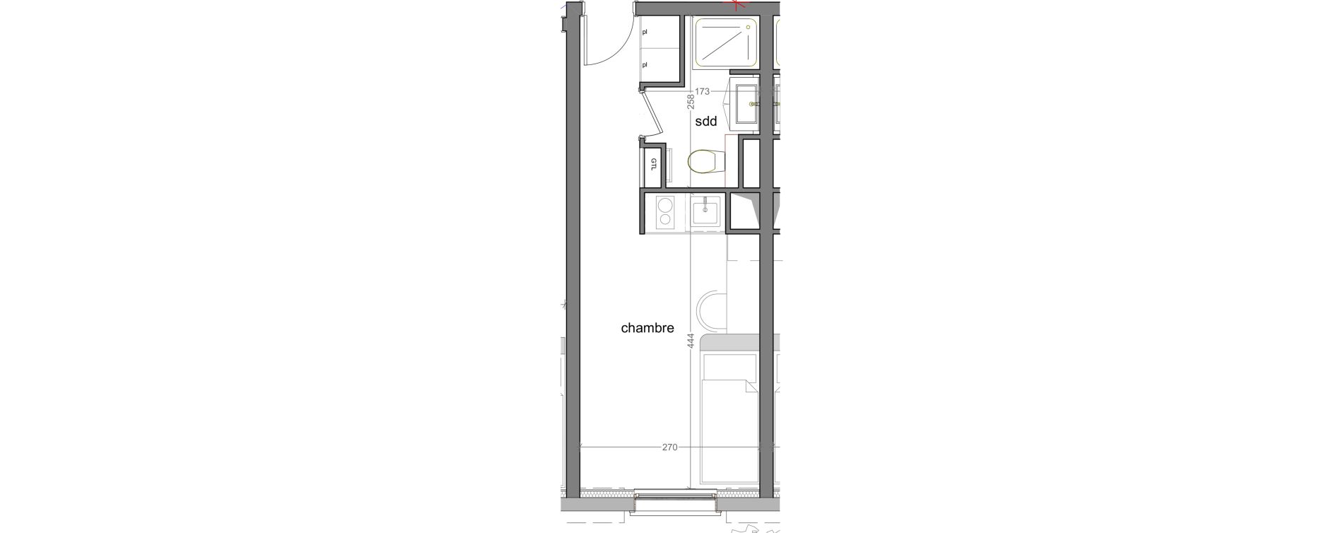 Appartement T1 meubl&eacute; de 18,10 m2 &agrave; Grasse Centre