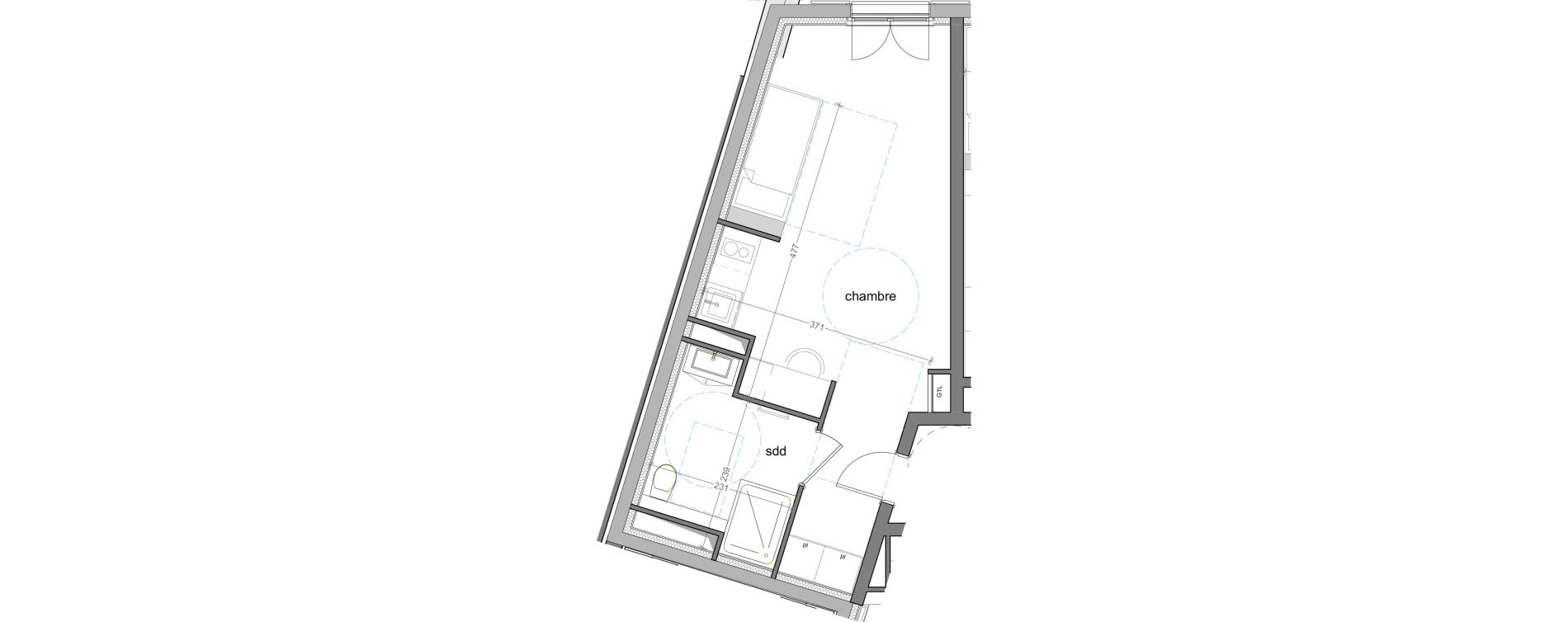 Appartement T1 meubl&eacute; de 28,60 m2 &agrave; Grasse Centre