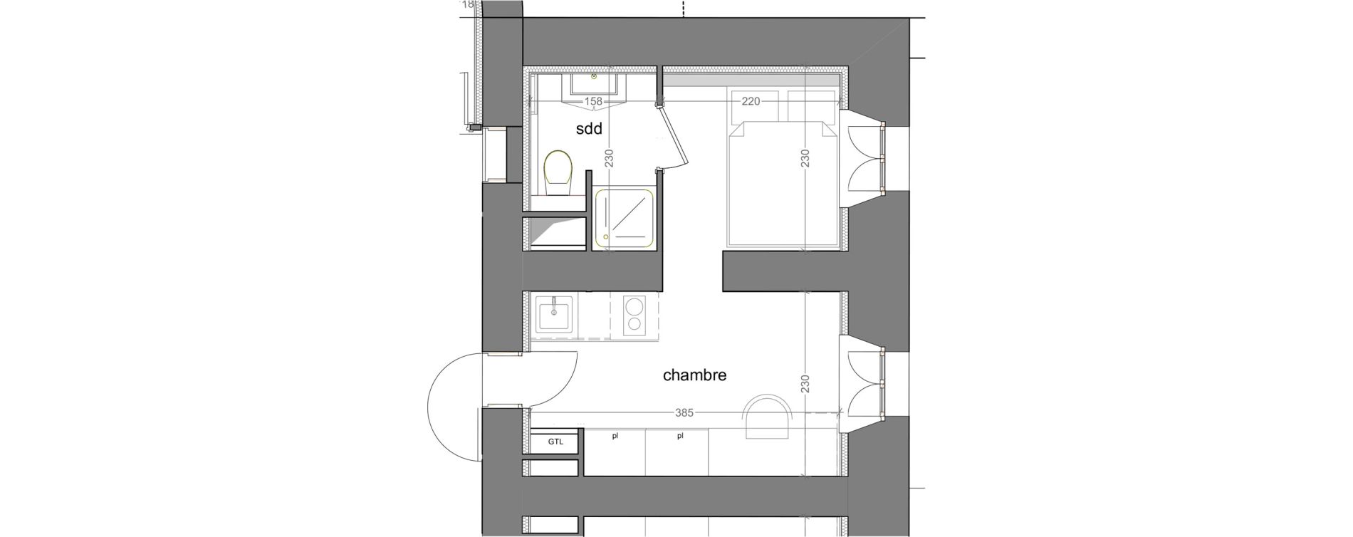 Appartement T1 meubl&eacute; de 16,80 m2 &agrave; Grasse Centre