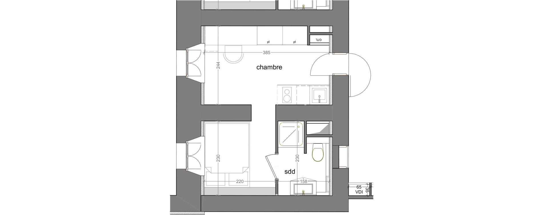 Appartement T1 meubl&eacute; de 17,80 m2 &agrave; Grasse Centre