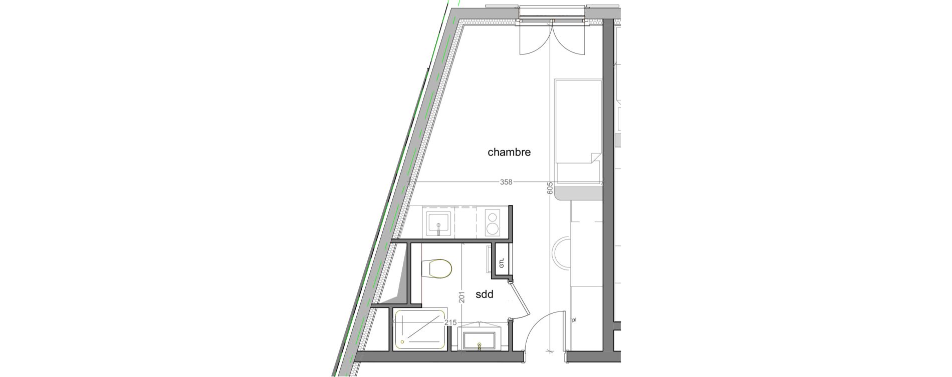 Appartement T1 meubl&eacute; de 19,90 m2 &agrave; Grasse Centre
