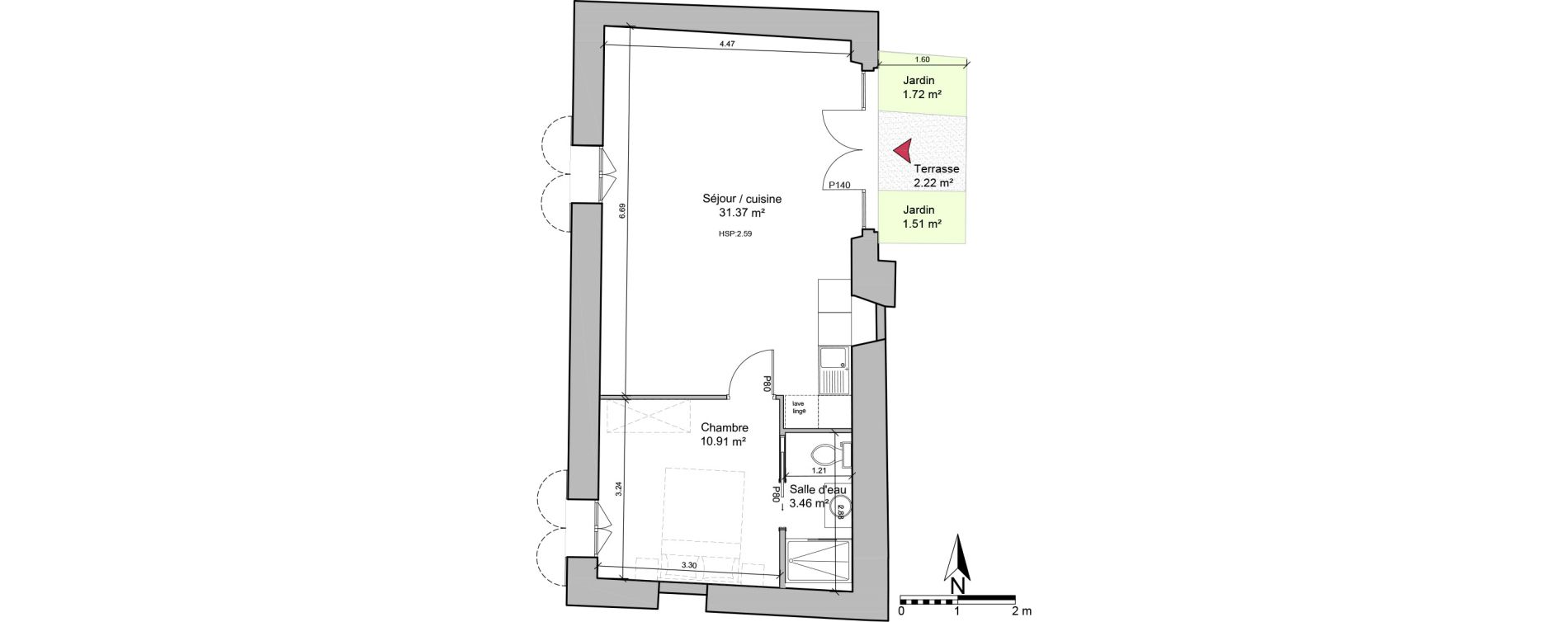 Appartement T2 de 45,54 m2 &agrave; Grasse Saint-jacques nord
