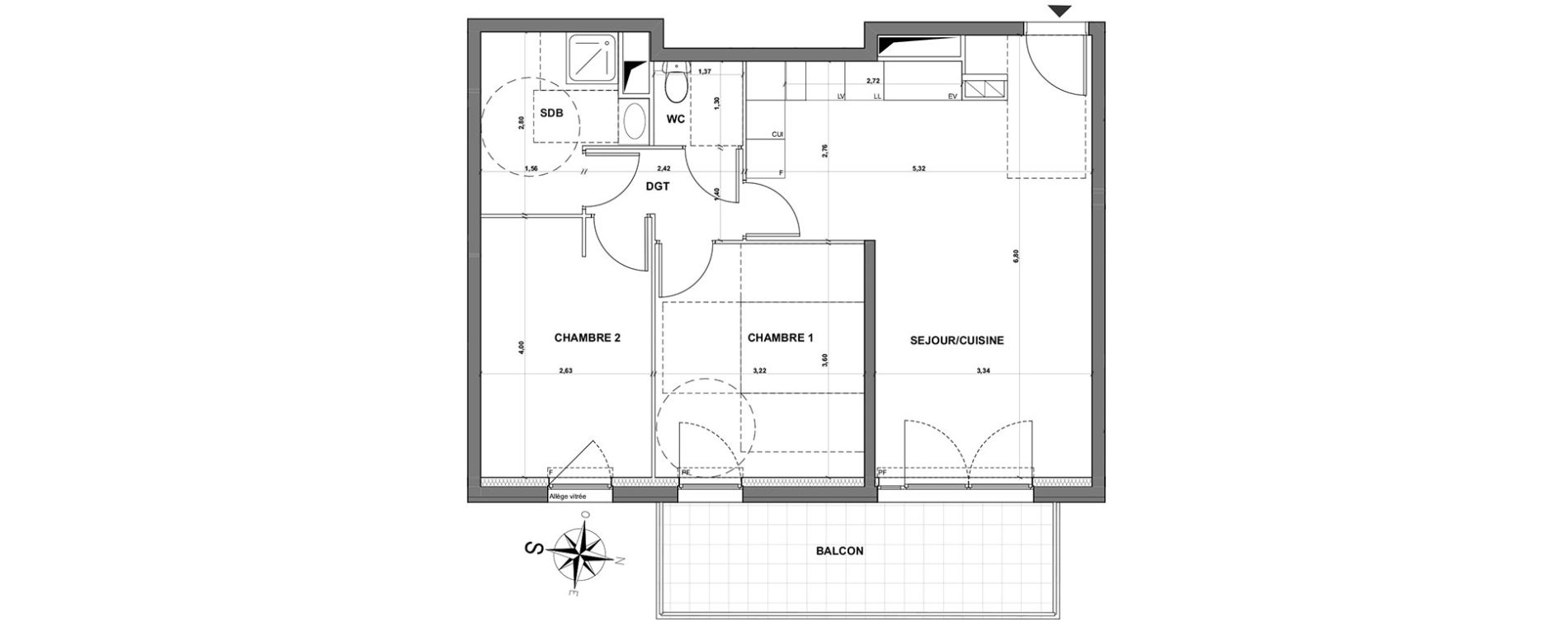 Appartement T3 de 59,50 m2 &agrave; Grasse Centre