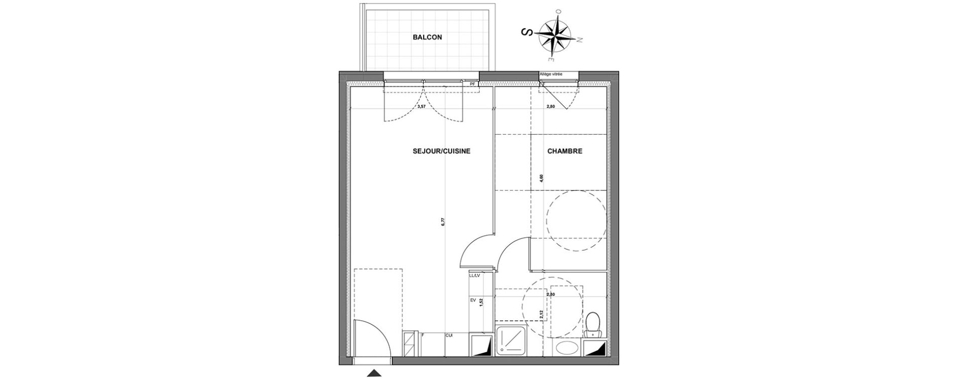 Appartement T2 de 41,80 m2 &agrave; Grasse Centre