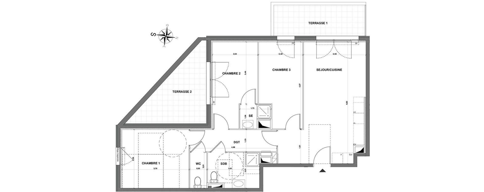 Appartement T4 de 75,15 m2 &agrave; Grasse Centre