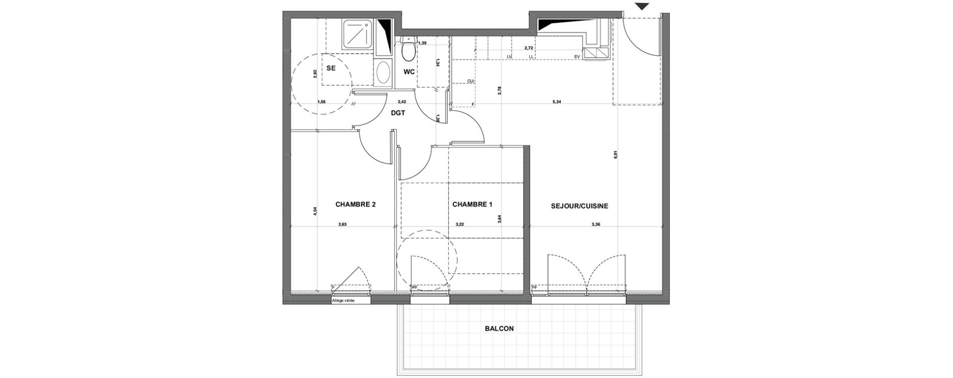 Appartement T3 de 60,05 m2 &agrave; Grasse Centre