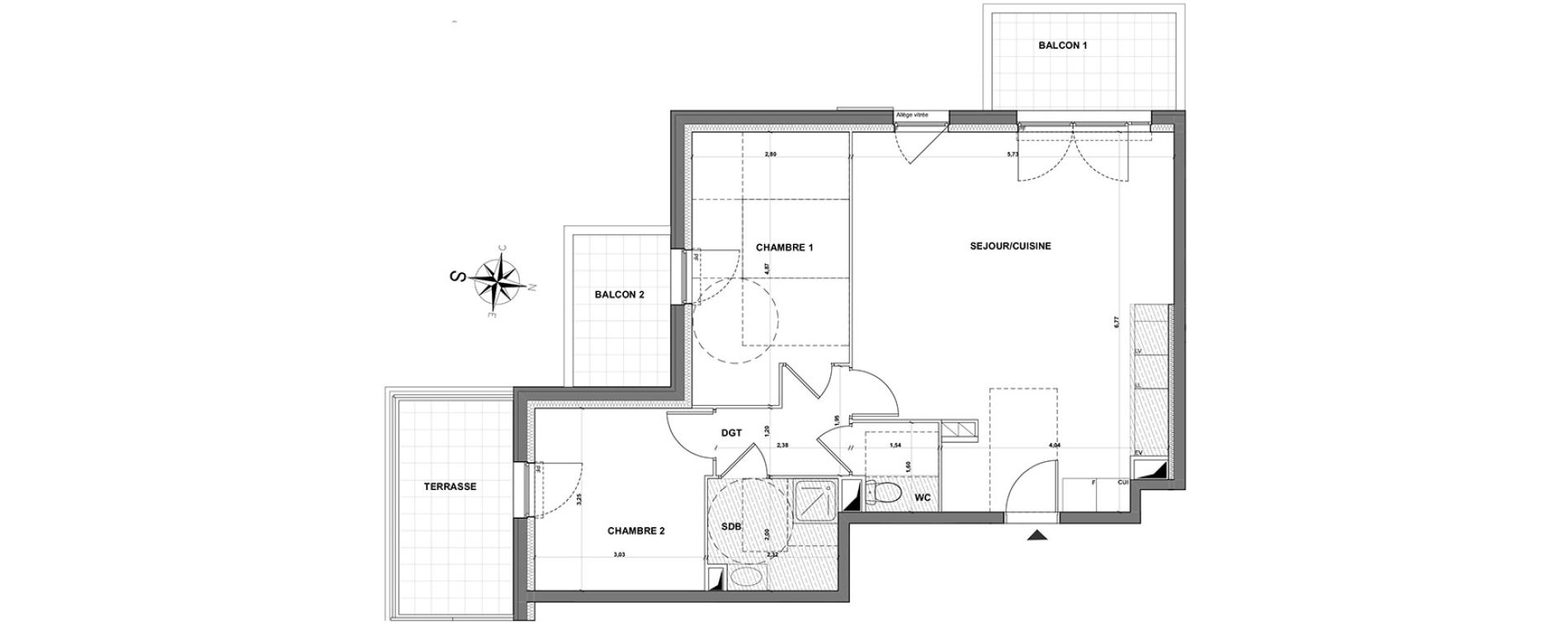 Appartement T3 de 67,85 m2 &agrave; Grasse Centre
