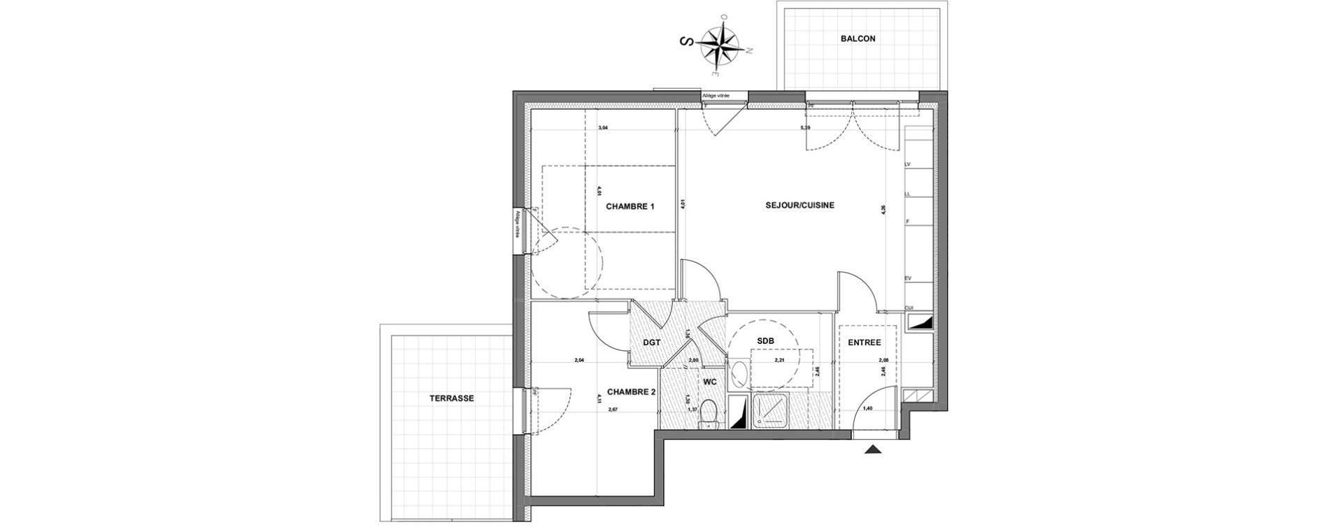 Appartement T3 de 58,40 m2 &agrave; Grasse Centre