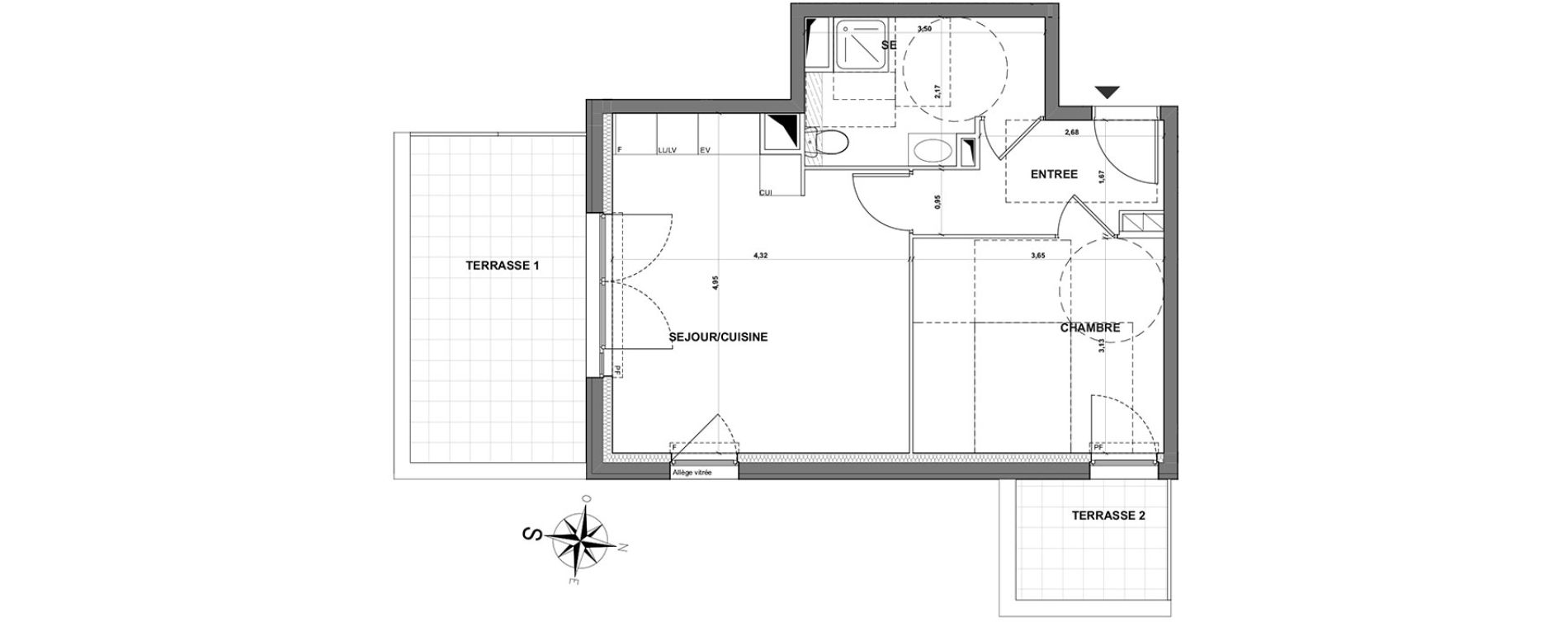 Appartement T2 de 42,55 m2 &agrave; Grasse Centre