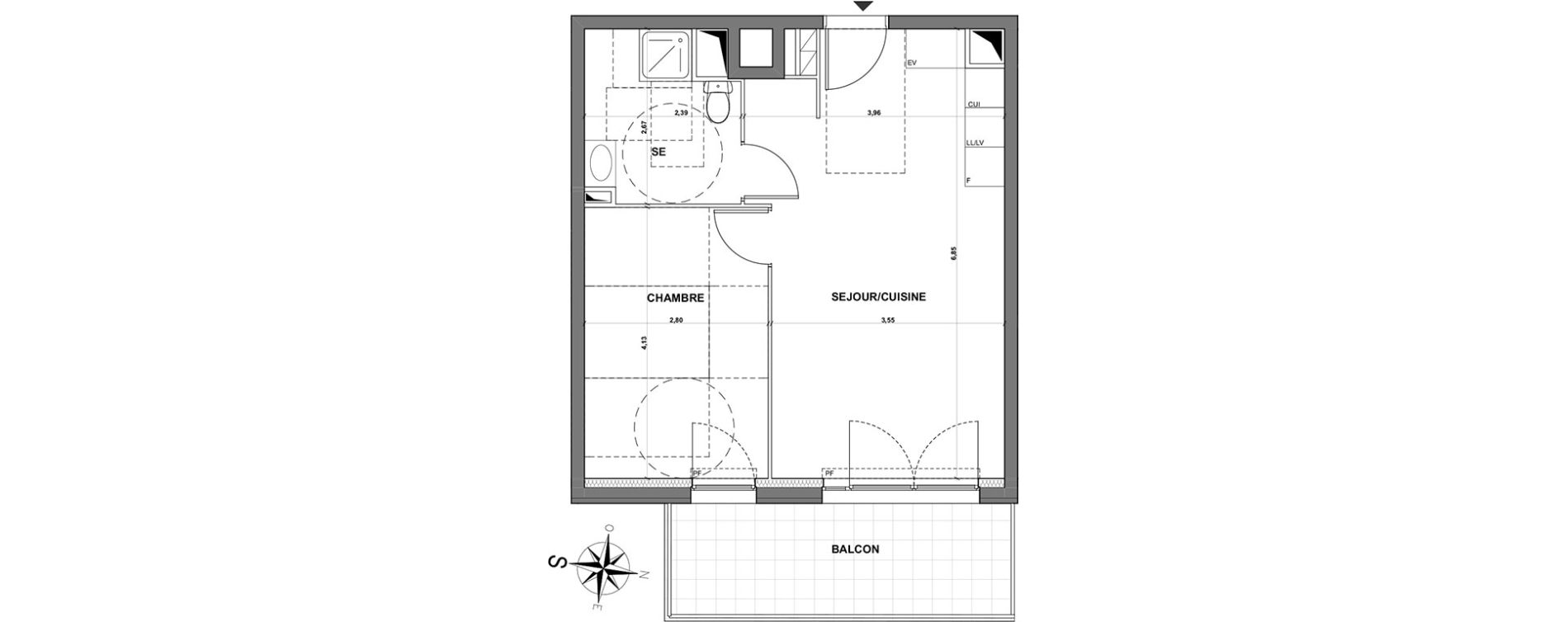 Appartement T2 de 41,25 m2 &agrave; Grasse Centre