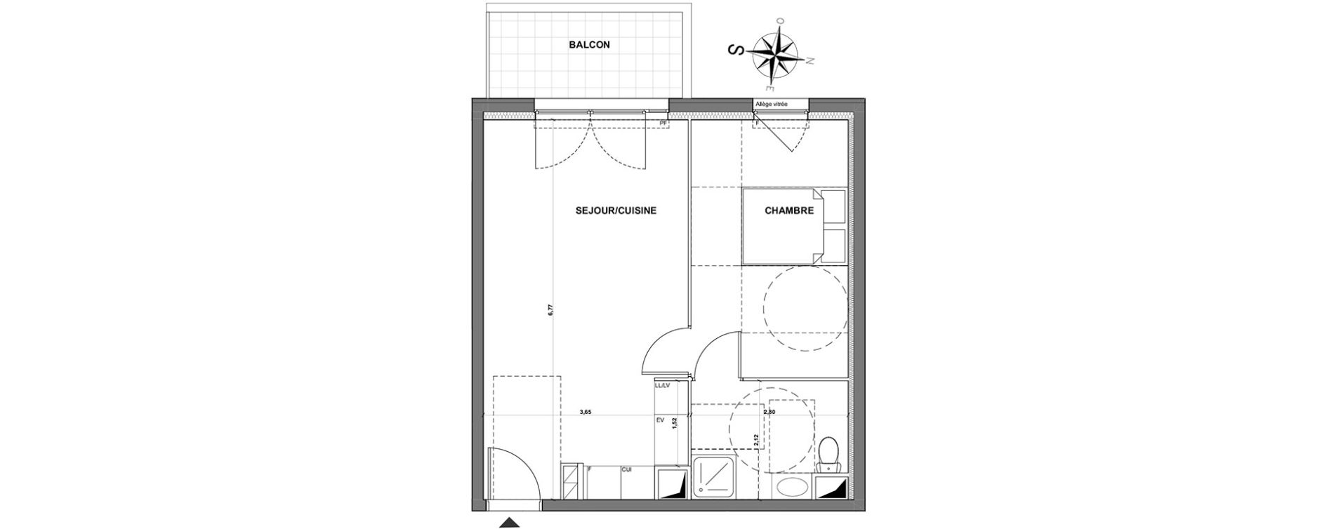 Appartement T2 de 42,35 m2 &agrave; Grasse Centre