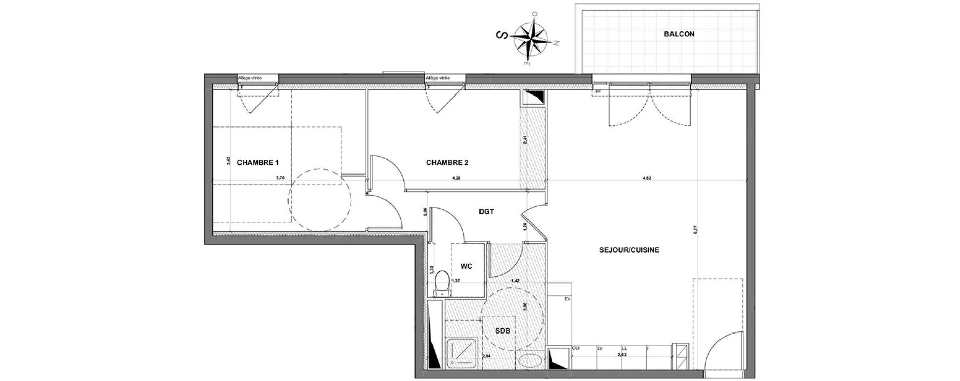 Appartement T3 de 67,10 m2 &agrave; Grasse Centre