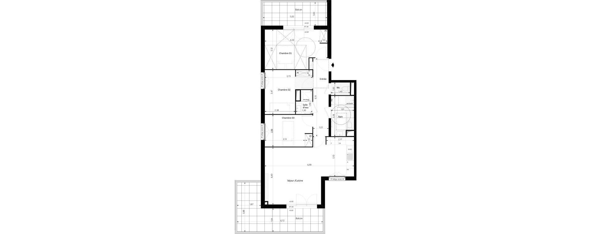 Appartement T4 de 77,90 m2 &agrave; Grasse Saint-claude sud