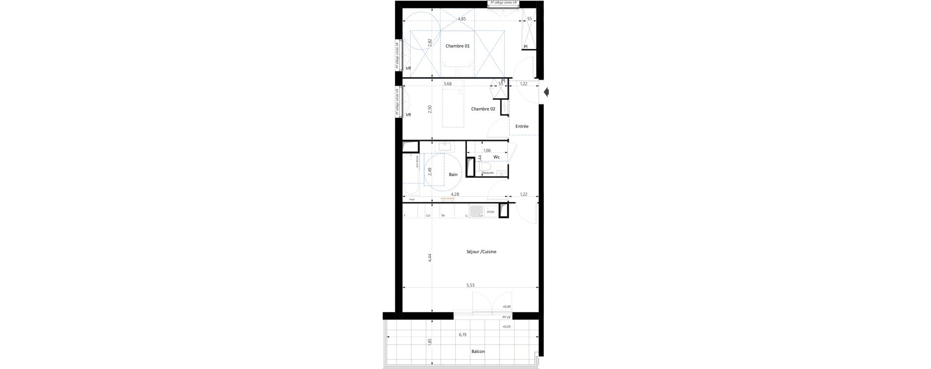 Appartement T3 de 66,15 m2 &agrave; Grasse Saint-claude sud