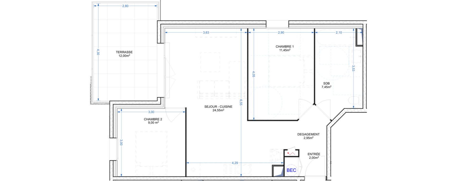 Appartement T3 de 57,40 m2 &agrave; Grasse Le plan de grasse