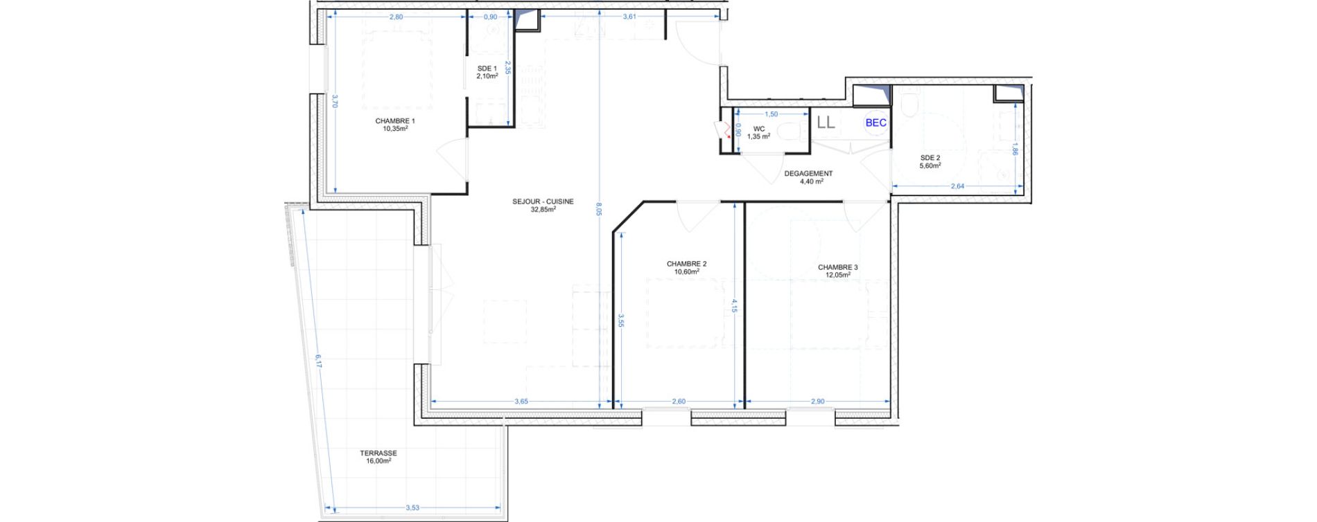 Appartement T4 de 79,30 m2 &agrave; Grasse Le plan de grasse