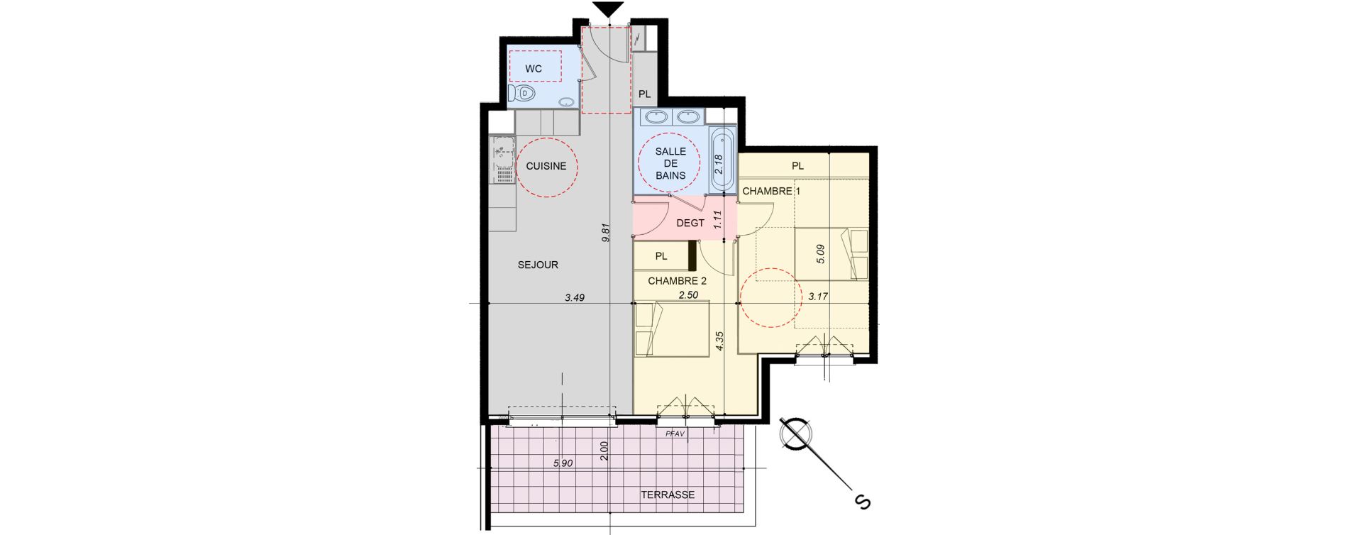 Appartement T3 de 68,02 m2 &agrave; La Roquette-Sur-Siagne Centre