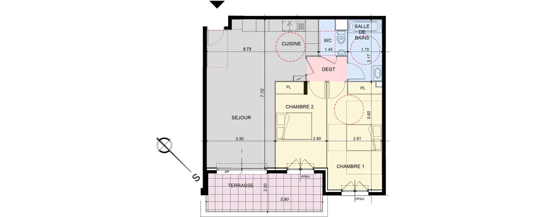 Appartement T3 de 69,88 m2 &agrave; La Roquette-Sur-Siagne Centre