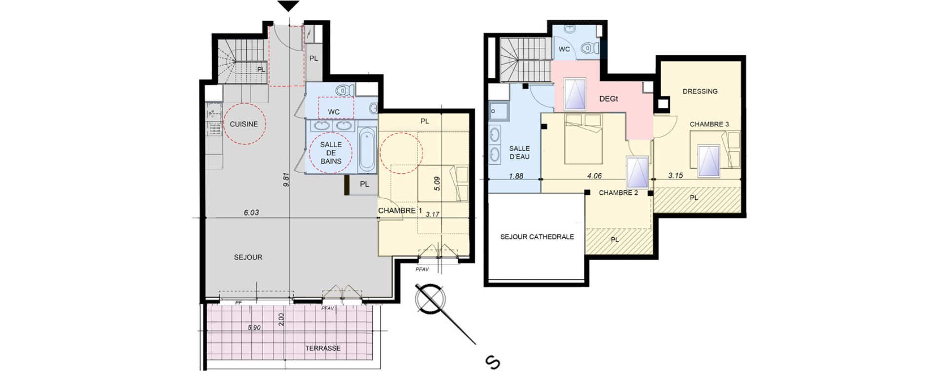 Duplex T4 de 118,84 m2 &agrave; La Roquette-Sur-Siagne Centre