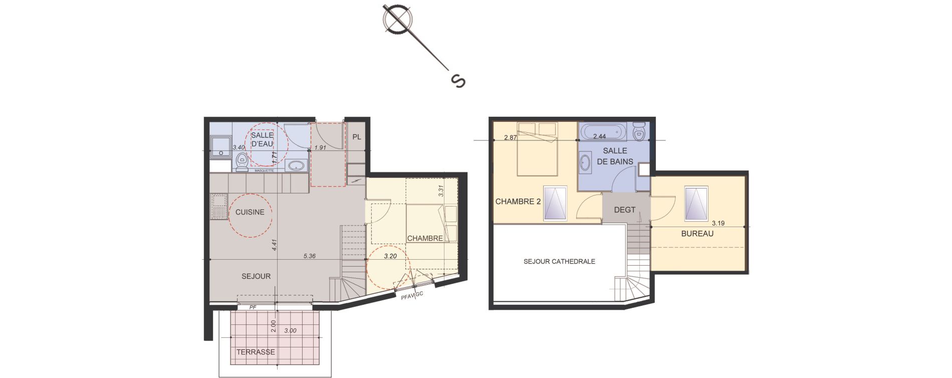 Duplex T4 de 70,10 m2 &agrave; La Roquette-Sur-Siagne Centre