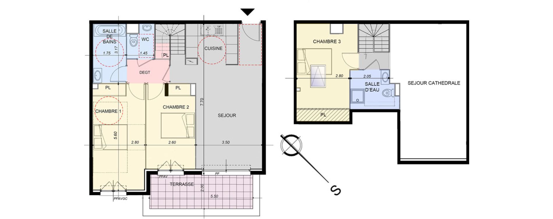 Duplex T4 de 90,80 m2 &agrave; La Roquette-Sur-Siagne Centre