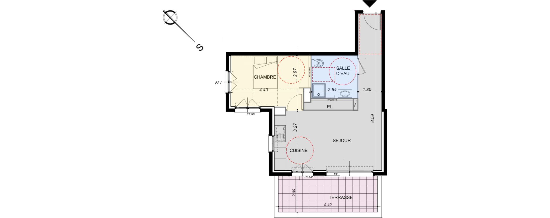 Appartement T2 de 46,09 m2 &agrave; La Roquette-Sur-Siagne Centre