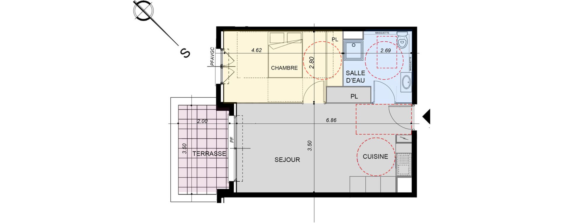 Appartement T2 de 43,80 m2 &agrave; La Roquette-Sur-Siagne Centre